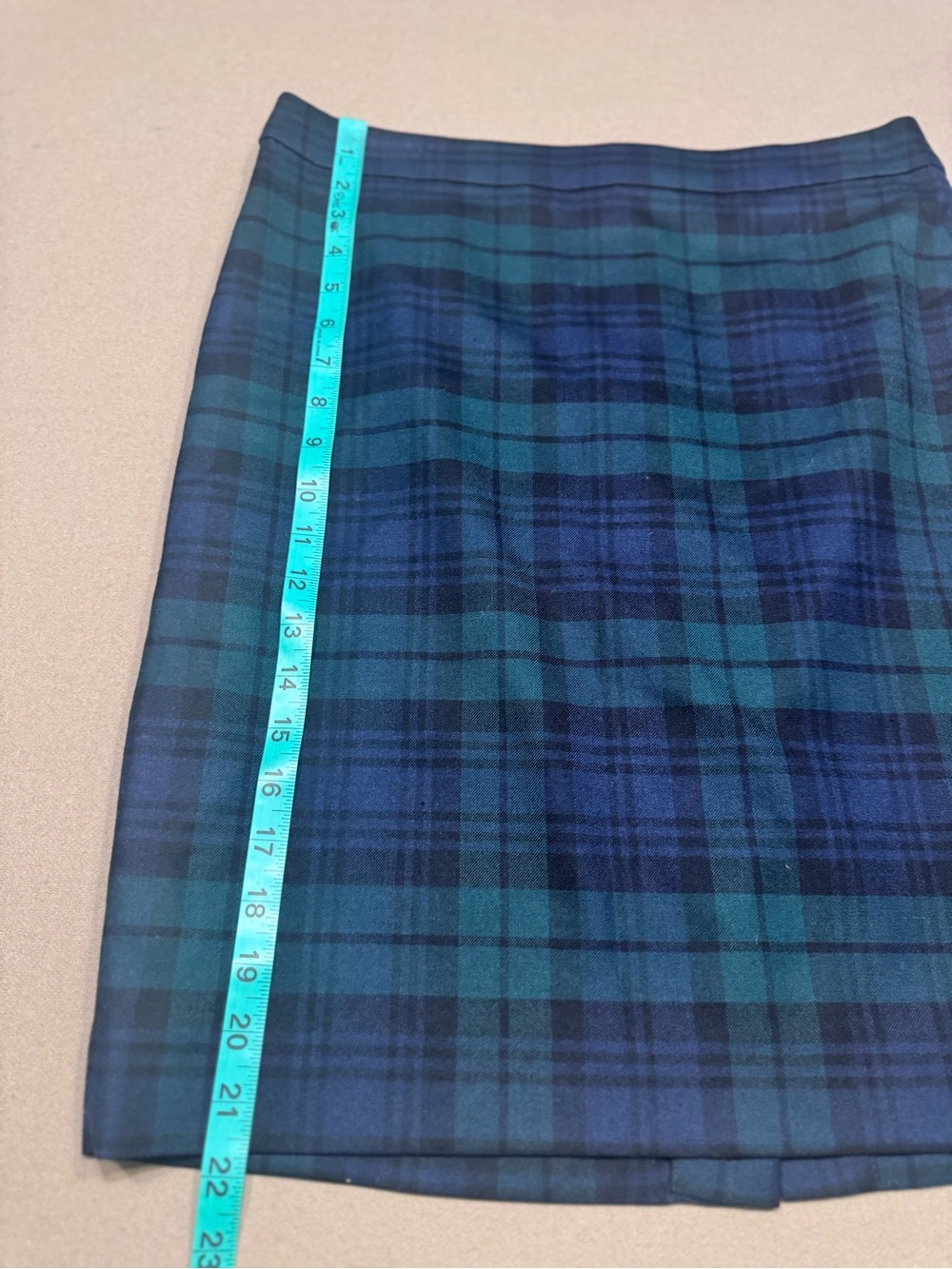 J. Crew Navy and Forest Green Tartan Pencil Skirt - Picture 5 of 7